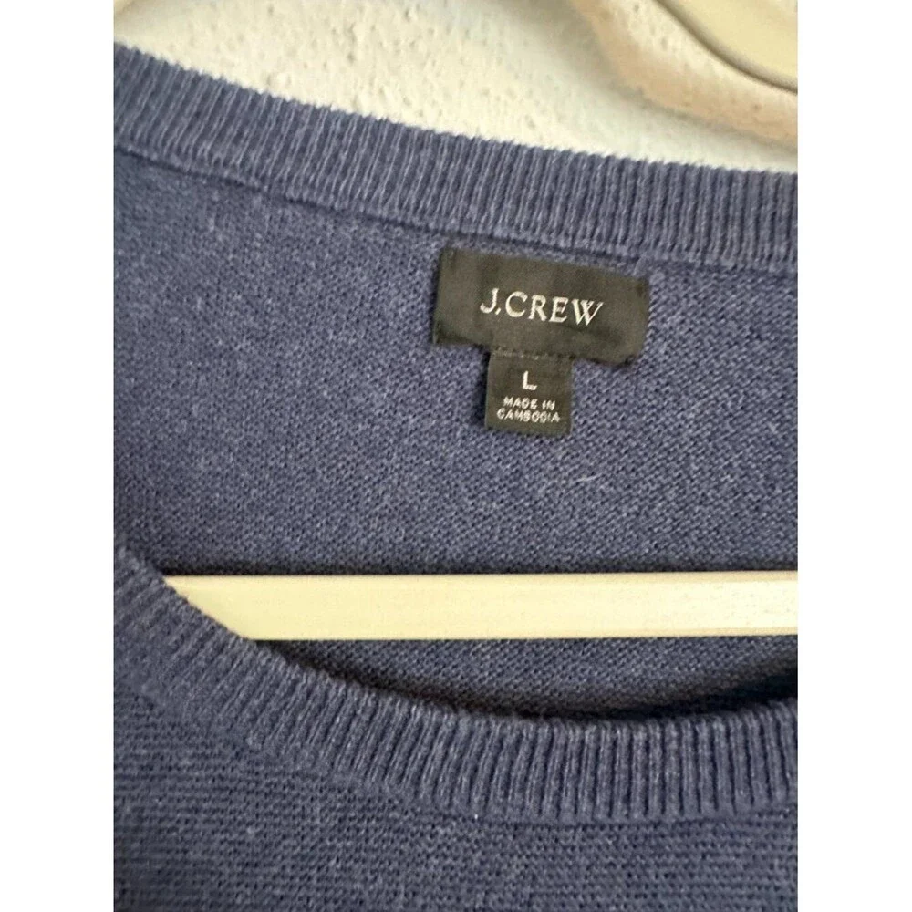 J.Crew Cotton Sweater Men Large Blue Crewneck Knit Casual Minimalist Classic